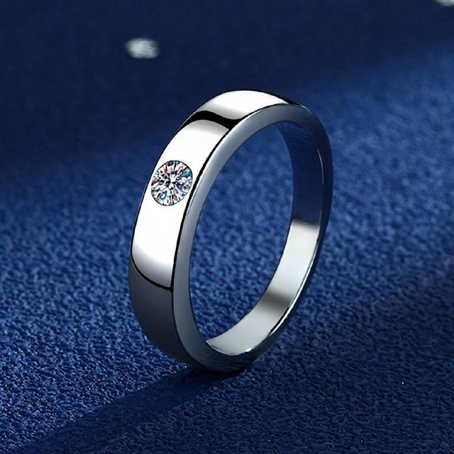 Esberry 1pc Moissanite Rhinestone Engagement Ring Wedding Band For Men S925 Sterling Silver Promise Ring Eternity Ring Anniversary Ring Valentine&#39;s Day Luxury