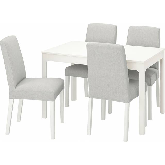 EKEDALEN / BERGMUND bord och 4 stolar, vit/Orrsta ljusgrå/vit, 120/180 cm