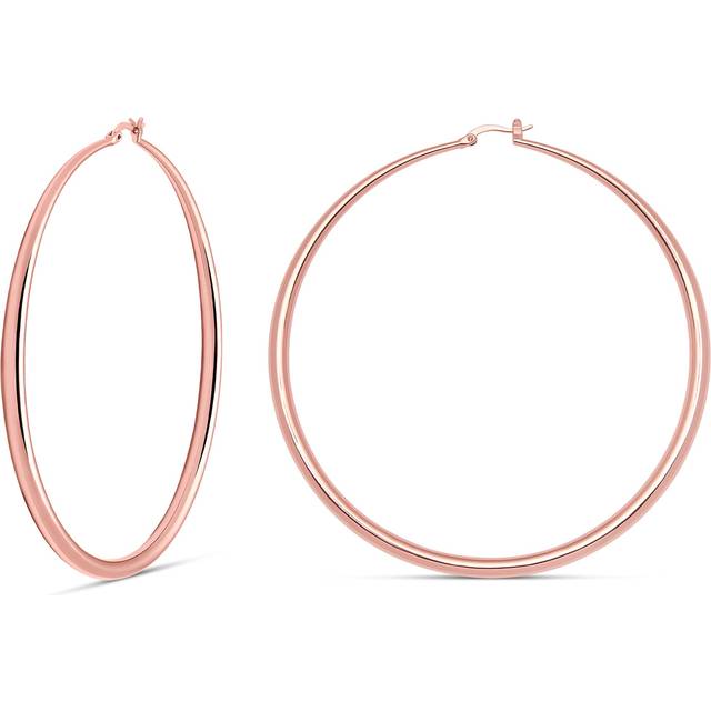 MILLA 14K Gold Hoop Earrings For Women  Silver Hoop Earrings & Rose Gold Earrings with Graduated Curvature (Rose Gold Plated/XX-Large - 3.4 in)