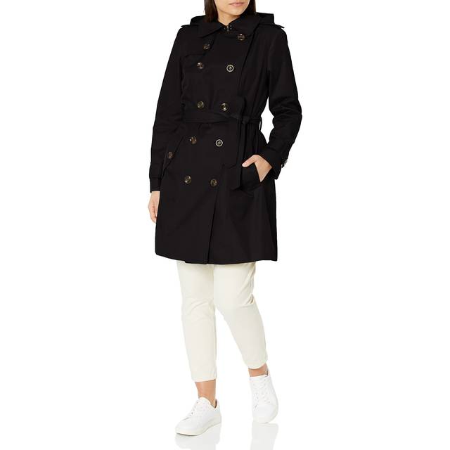 London Fog Women's Double Breasted Trenchcoat  Black  XL