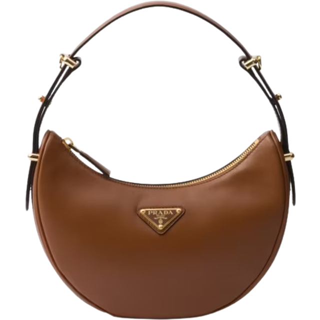 Prada Womens Brown Arqu&#233; Leather Shoulder Bag 18x22x6cm - BROWN