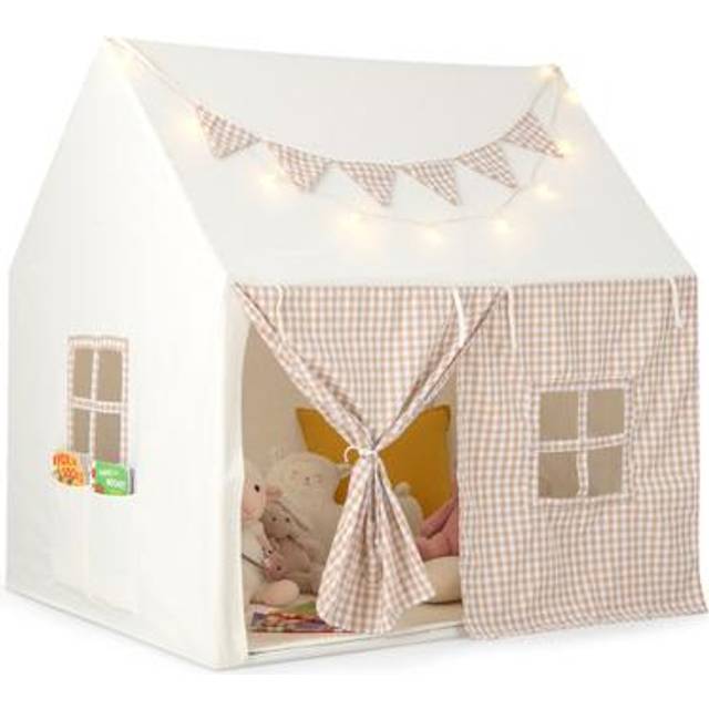 Kids Play Tent with Padded Mat for Children Aged 3-8 Years Old-Beige