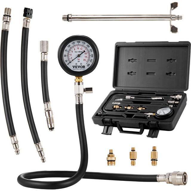 Vevor Compression Tester Kit Petrol Engine Cylinder Gauge Tool Automotive 9 pcs