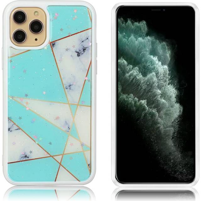 Marmormotiv iPhone 11 Pro Max skal - Grön Och Vit Marmor