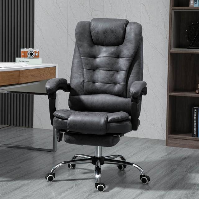 Portland Dark Grey Swivel Vibration Massage Office Chair - 65 x 70 x 119cm