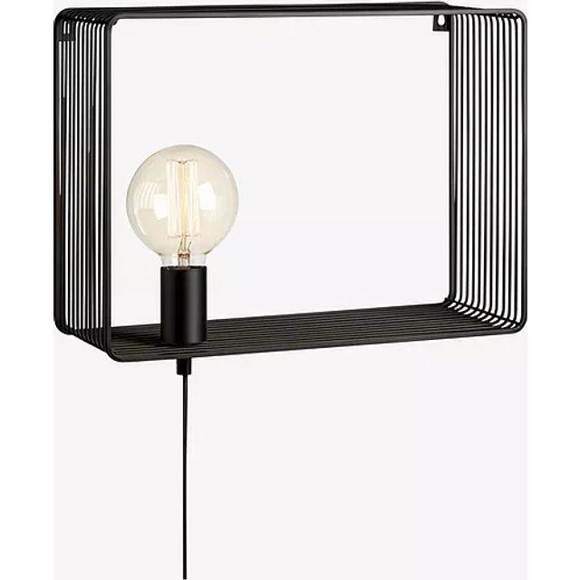 Shelf Flush Wall Light with Plug - Black