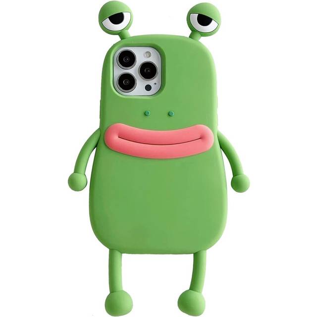 Kawaii Phone Cases Apply to iPhone 14,Cute Cartoon Green Frog Phone Case Unique Fun Cover Case 3D Phone Case Soft Silicone Shockproof Cover