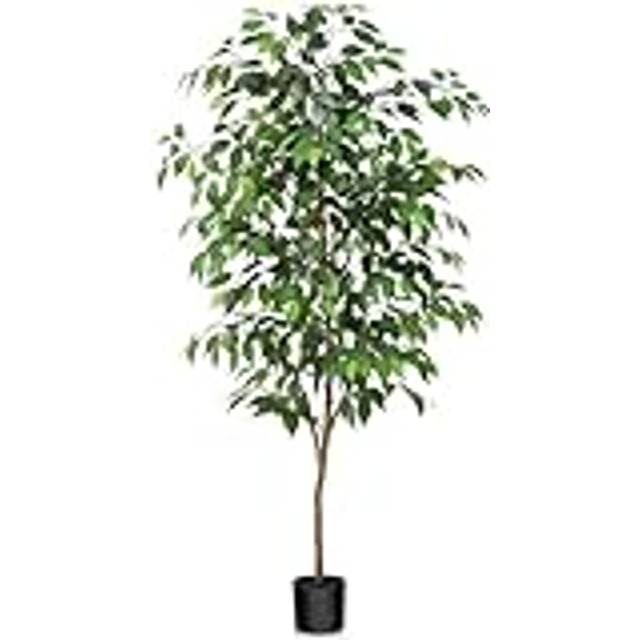 Artificial Ficus Plant 150cm Large Fake Plants Indoor with Natural Wood Trunk, Fake Potted Ficus Tree for Home Bedroom Office Balcony Garden