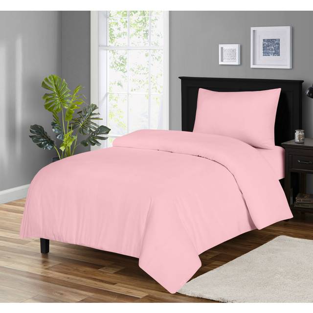 My Home Store Fridi Microfiber Reversible Duvet Cover Set Easy Care Non Iron Bedding Sets - Pink (Single Duvet Cover + 1 Standard Pillowcase)