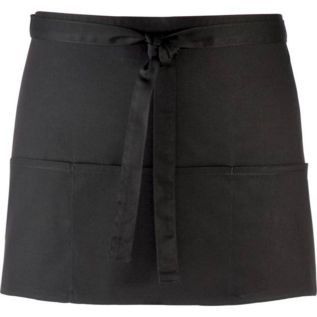 (One Size, Black) Premier Ladies/Womens Colours 3 Pocket Apron / Workwear (Pack of 2)
