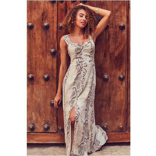 Sosandar Womens Coffee & Cream Animal Print Maxi Dress - Size 6 UK