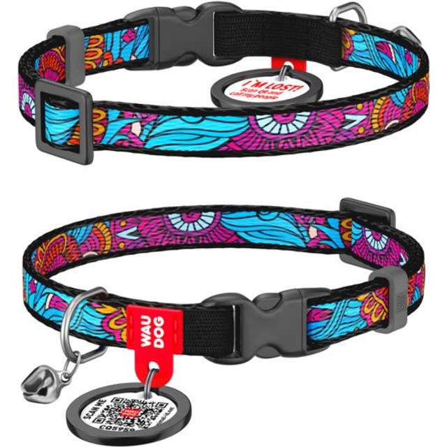 WAUDOG Katthalsband Nylon med Smart ID bricka (Summer 10mm 20-30cm)