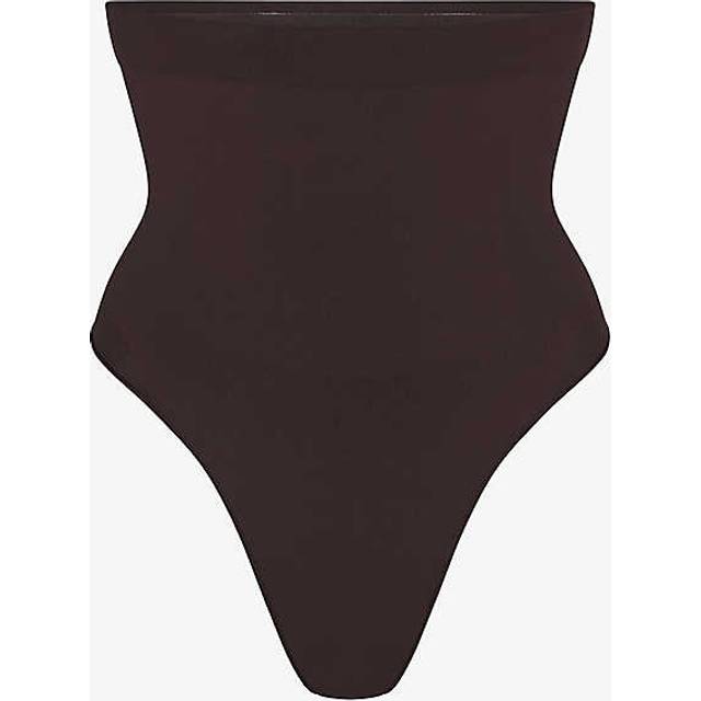 Skims Womens Espresso Seamless Sculpt High-rise Stretch-woven Thong Xs - ESPRESSO