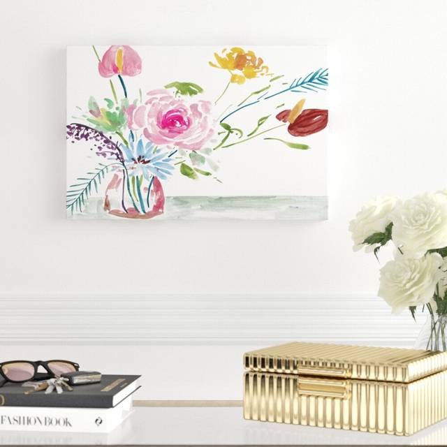 'Celebration Bouquet I' by Melissa Wang - Painting Print - Wrapped Canvas (30cm H x 46cm W)