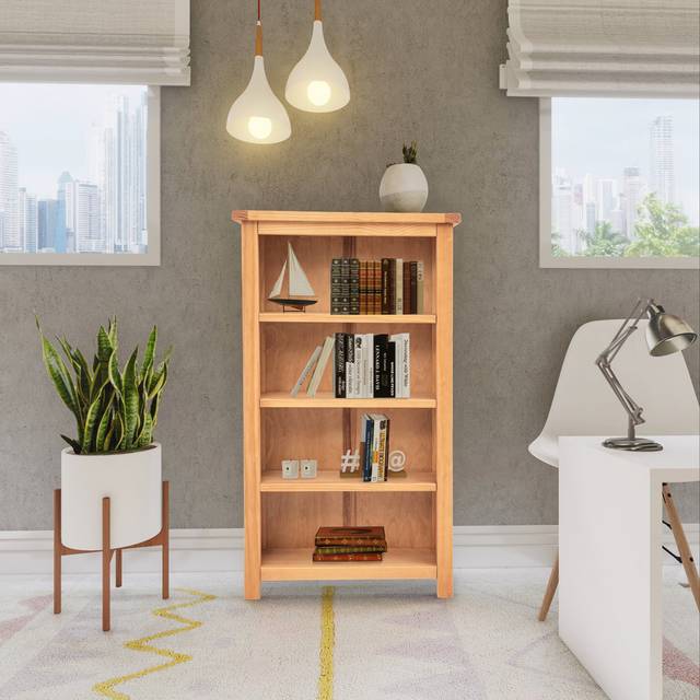 Venice Bookcase - Light Wood ((4 Shelves) 120cm H x 70cm W x 25cm D)