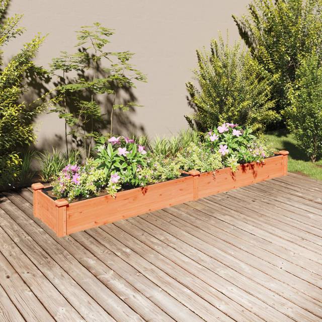 Dakota Fields Garden Raised Bed With Liner 120X60x25 Cm Solid Wood Fir - Brown (25cm H x 240cm W x 45cm D)