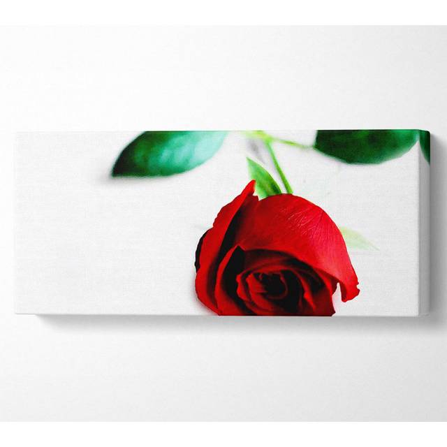 Single Red Rose For The One I Love - Wrapped Canvas Art Prints - Multicolour (81.3cm H x 183cm W x 10cm D)