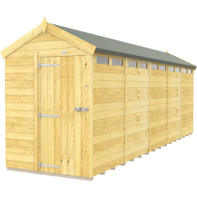 5 x 20 Feet Apex Security Shed - Single Door - Wood - L592 x W147 x H217 cm