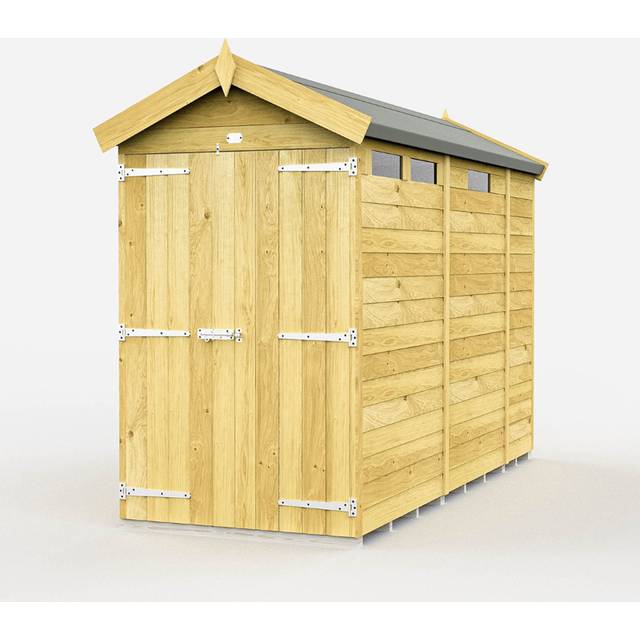 4 x 9 Feet Apex Security Shed - Double Door - Wood - L272 x W118 x H217 cm