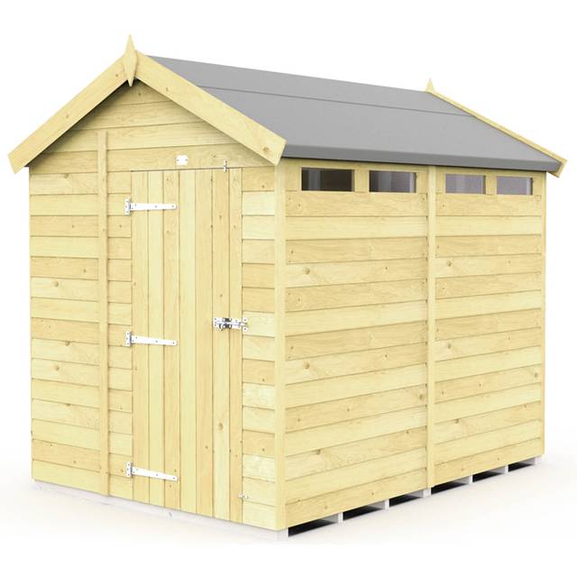 6 x 8 Feet Apex Security Shed - Single Door - Wood - L243 x W175 x H217 cm