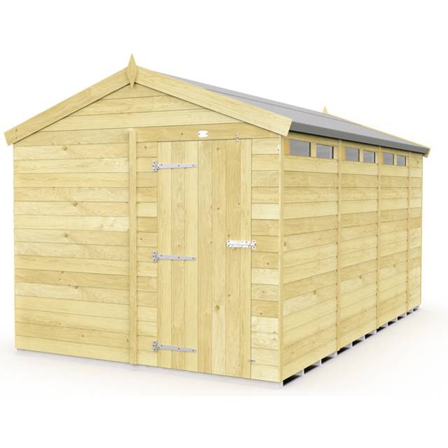 8 x 14 Feet Apex Security Shed - Double Door - Wood - L417 x W231 x H217 cm