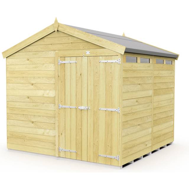 8 x 6 Feet Apex Security Shed - Double Door - Wood - L187 x W231 x H217 cm