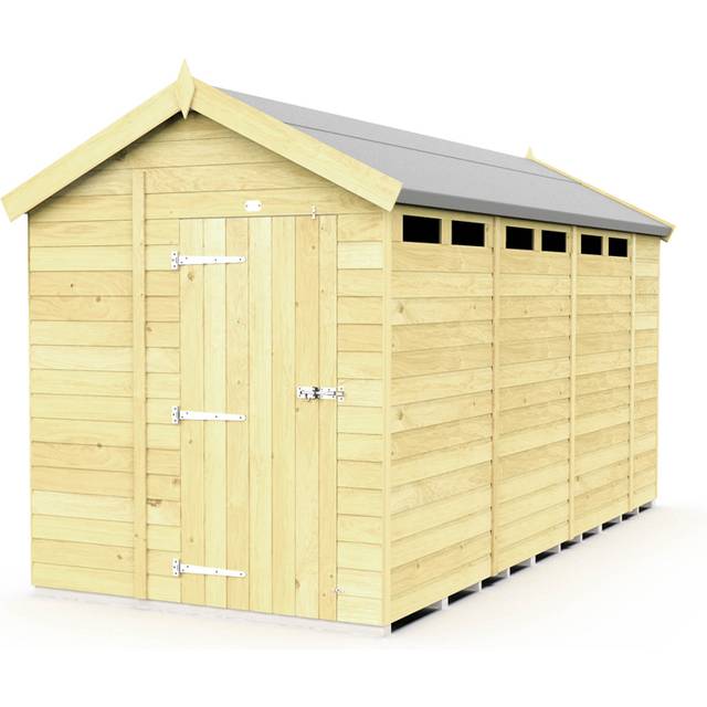 6 x 14 Feet Apex Security Shed - Single Door - Wood - L417 x W175 x H217 cm
