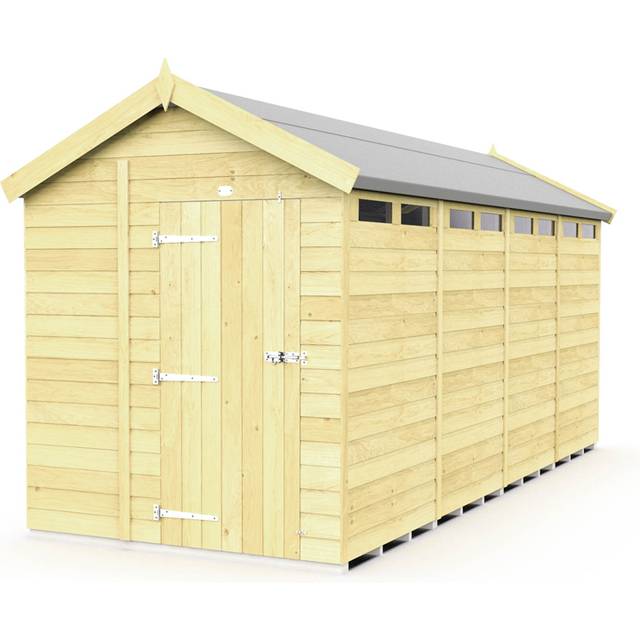 6 x 16 Feet Apex Security Shed - Single Door - Wood - L472 x W175 x H217 cm