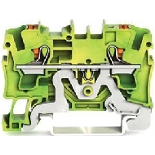 Wago Push Button Din Rail Through Terminal 4mm Green/Yellow
