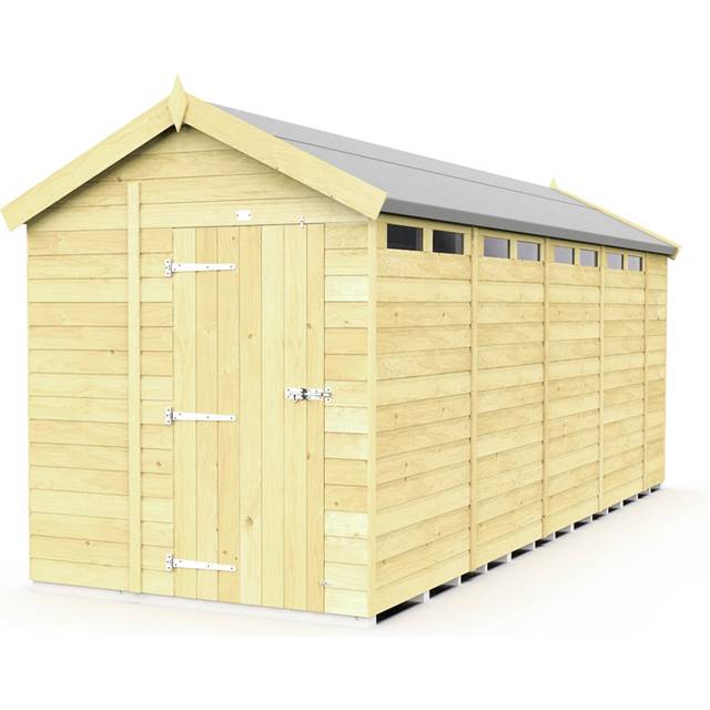 7 x 18 Feet Apex Security Shed - Single Door - Wood - L533 x W214 x H217 cm