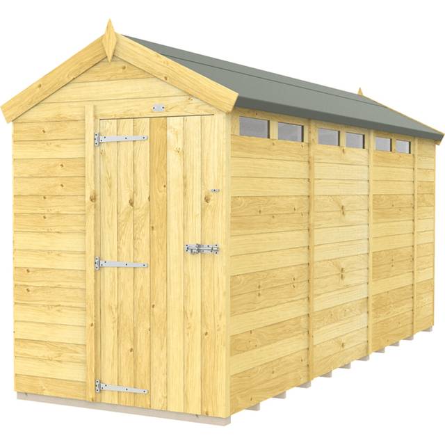 5 x 14 Feet Apex Security Shed - Single Door - Wood - L417 x W147 x H217 cm