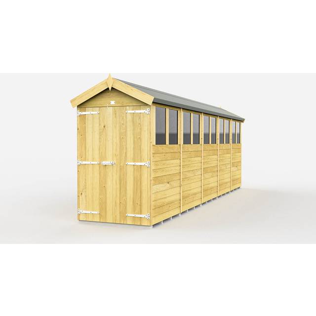4 x 20 Feet Apex Shed - Double Door With Windows - Wood - L592 x W118 x H217 cm