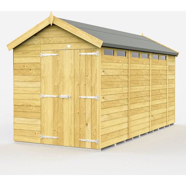 7 x 14 Feet Apex Security Shed - Double Door - Wood - L417 x W214 x H217 cm