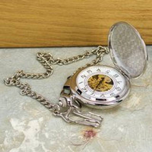 Personalised Heritage Silver Pocket Watch - Serif