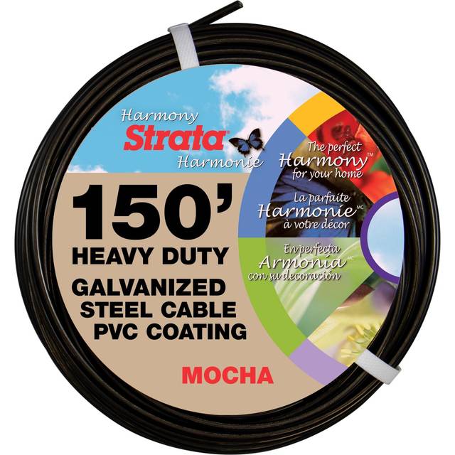 Strata 150 Feet Clothesline Outdoor Heavy Duty Galvanized Wire Steel Cable  Mocha PVC Coating - Clothes Line Wires for Outside Laundry Drying