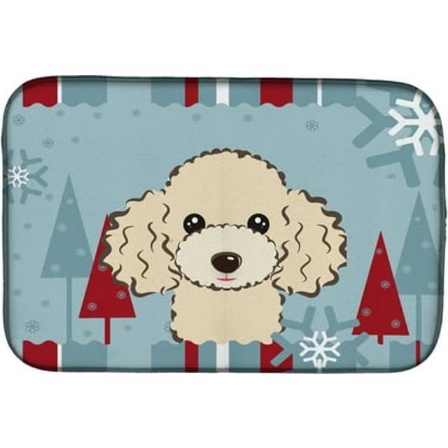 """""Caroline's Treasures Winter Holiday Buff Poodle Dish Drying Mat  14"""""""" x 21"""""""""""""