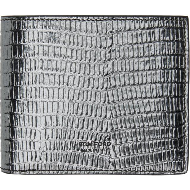 TOM FORD Gunmetal Printed Croc Bifold Wallet - ALUMINIUM - UNI