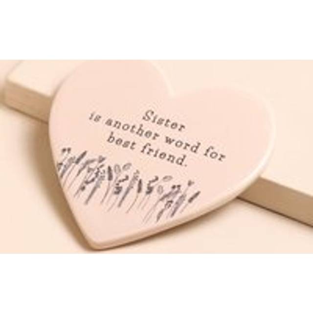 Sister Ceramic Heart Coaster - pink/cream - one size