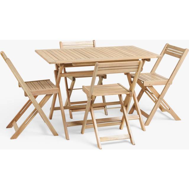 John Lewis ANYDAY Acacia Wood Foldable 4-Seater Garden Dining Table & Chairs Set, Natural