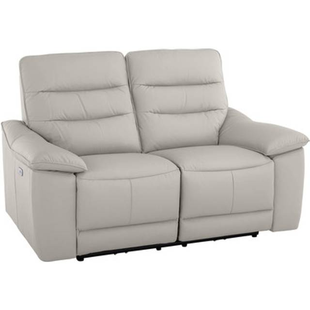 Off White Leather Sofas - 2 Seater Electric Recliner Sofa - Carter Range - Oak Furnitureland