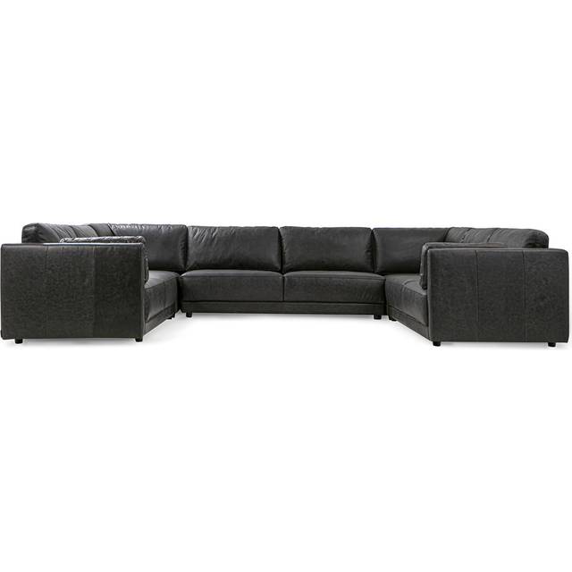 Domus 146" 5-pc U-Shape Leather Sofa Sectional, Ebony