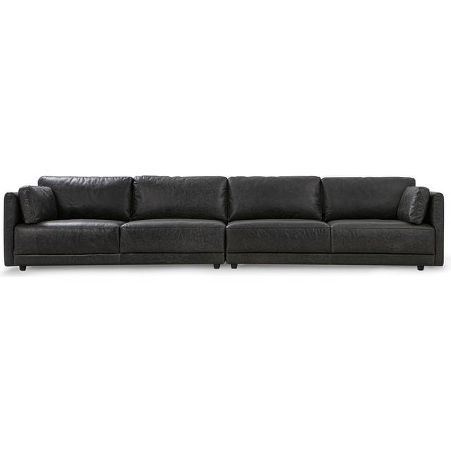 Domus 149" 2-pc Long Leather Sofa Sectional, Ebony