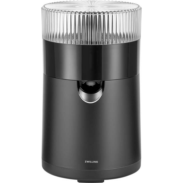 ZWILLING ENFINIGY Elektrisk juicepress med hög avkastning, 2 presskoner, justerbar fruktköttssalk, 85 W, svart