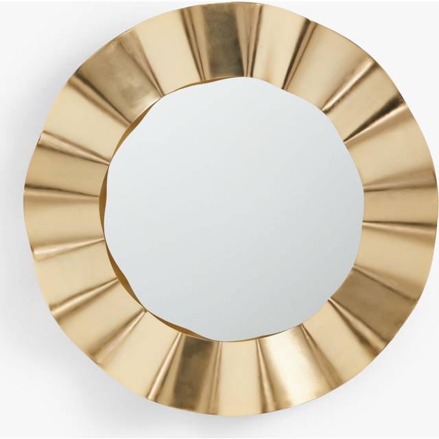 John Lewis Fluted Round Metal Wall Mirror, 78.5cm, Gold