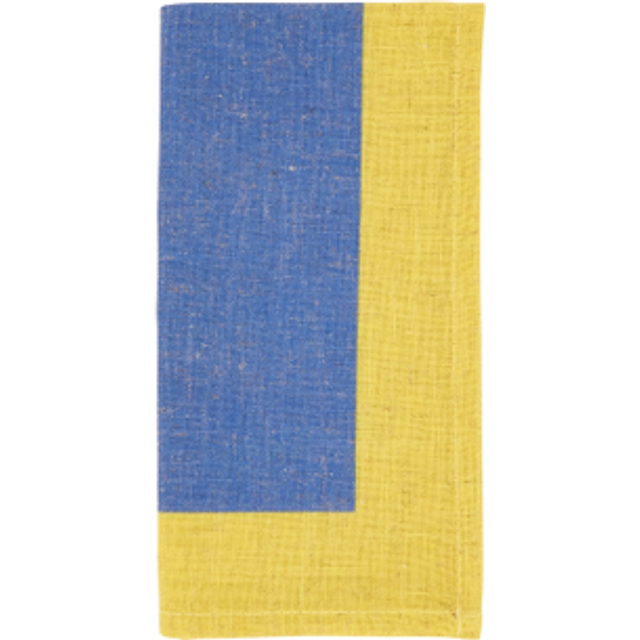 Saro Lifestyle 3949.BL20S 20 in. Colorful Block Border Napkin, Blue - Set of 4