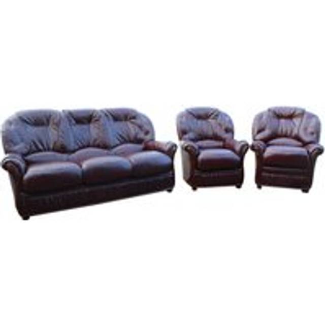 Debora Custom Made 3+1+1 Sofa Suite Genuine Italian Burgundy Real Leather - Red - Suite Offers