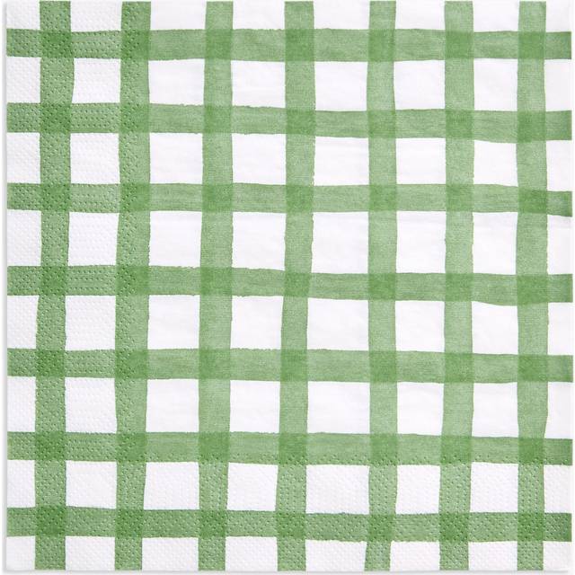 John Lewis Green Check Paper Napkins, Pack of 20