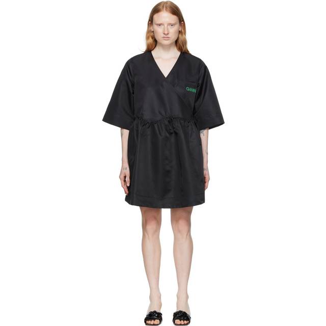 GANNI SSENSE Exclusive Black Recycled Nylon Sport Dress - Black - S-M