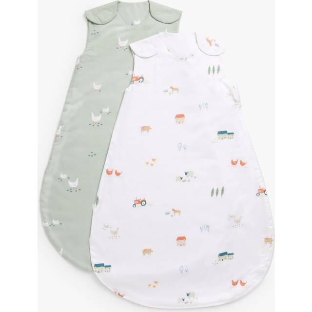 John Lewis Little Farm Baby Sleeping Bag, 0-5-1 Tog, Pack of 2, Multi