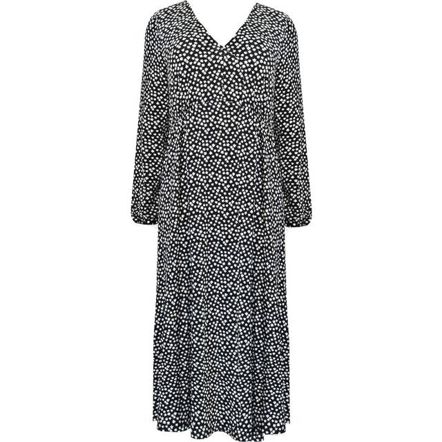 Black Printed Midi Dress - Red (14)